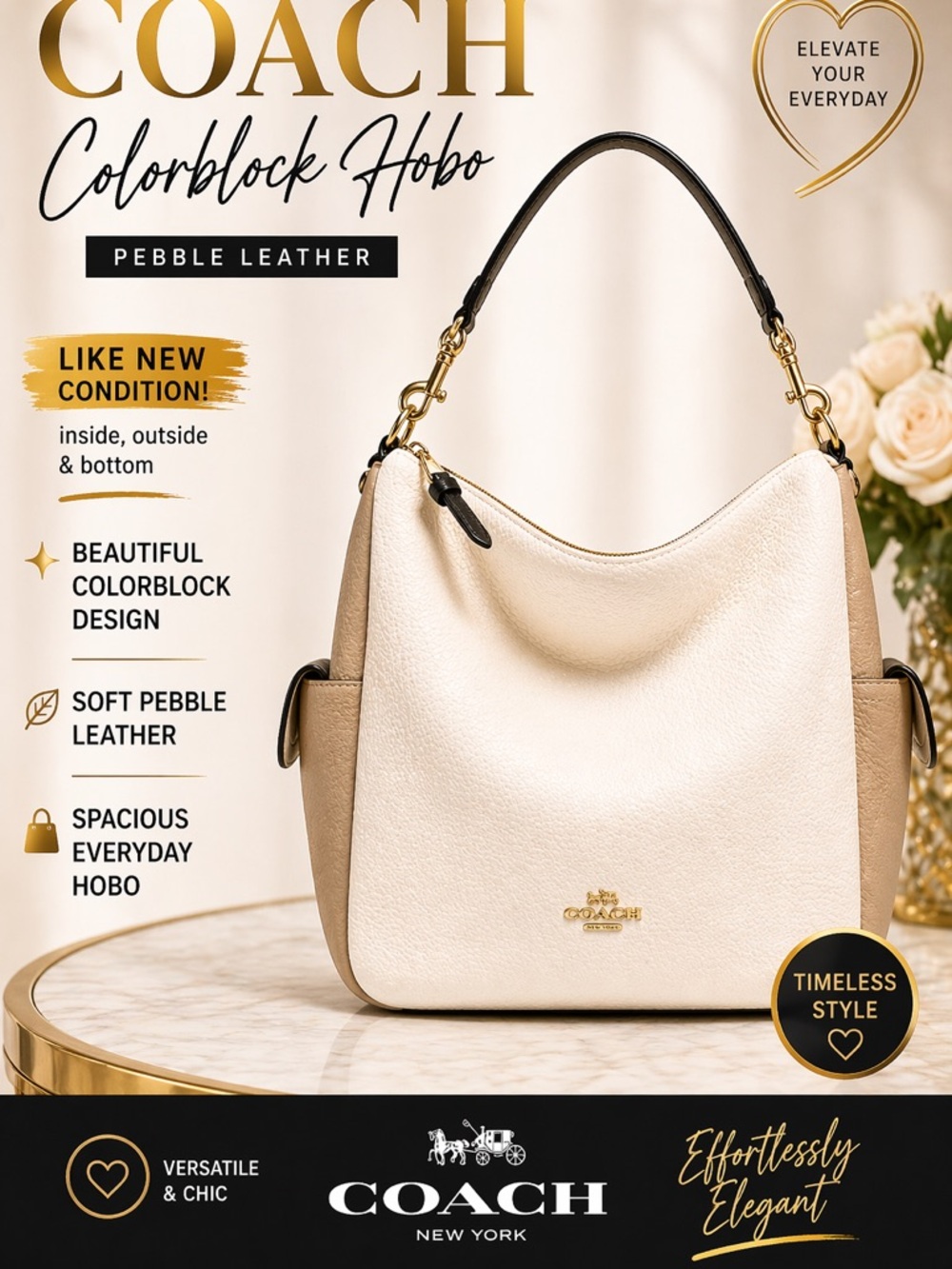 Coach Pennie Shoulder Bag In Colorblock Chalk - Picture 3 of 5